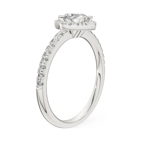 14K white gold GREMARI Seven Icon ring with 0.50 ct pear-cut natural diamond