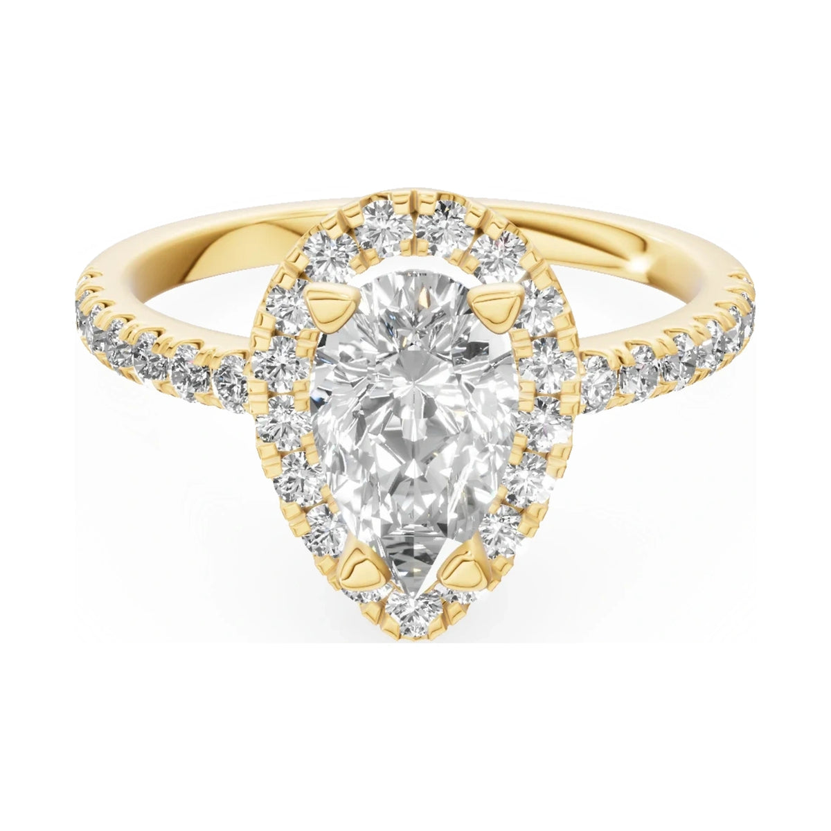 GREMARI Seven Icon 14K yellow gold engagement ring with 1.00 ct pear-cut natural diamond