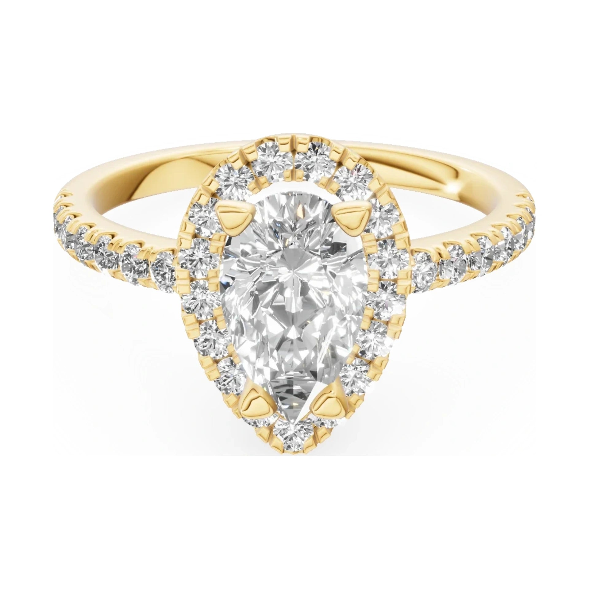 GREMARI Seven Icon 14K yellow gold engagement ring with 1.00 ct pear-cut natural diamond