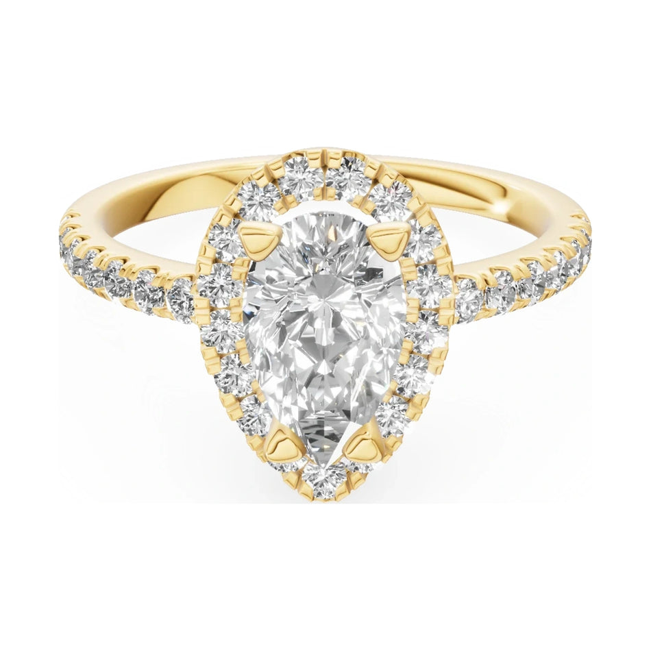 GREMARI Seven Icon 14K yellow gold engagement ring with 1.00 ct pear-cut natural diamond