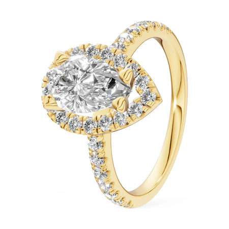 1.00 ct pear-cut natural diamond GREMARI Seven Icon engagement ring in 14K yellow gold