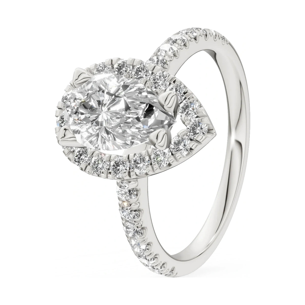 1.00 ct pear-cut natural diamond GREMARI Seven Icon engagement ring in 14K white gold