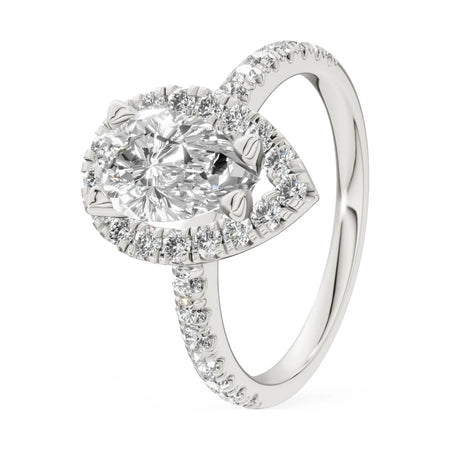 1.00 ct pear-cut natural diamond GREMARI Seven Icon engagement ring in 14K white gold