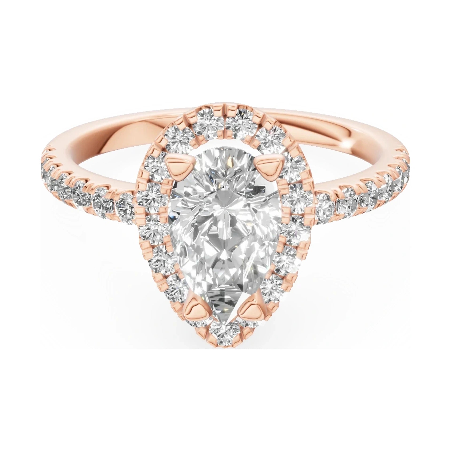 GREMARI Seven Icon 14K rose gold engagement ring with 1.00 ct pear-cut natural diamond