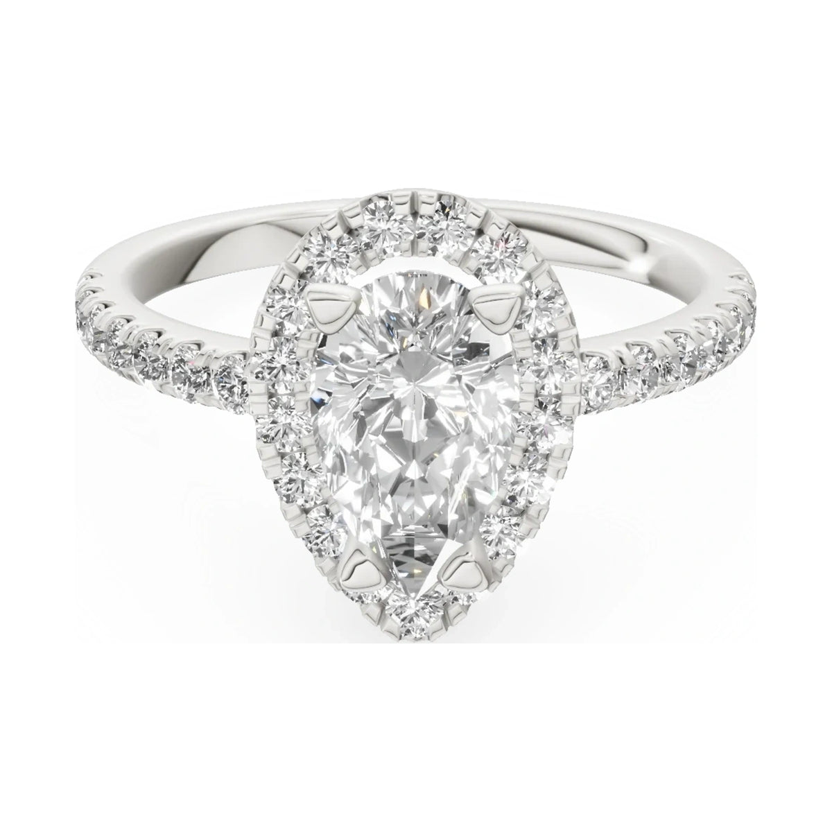 GREMARI Seven Icon 14K white gold engagement ring with 1.00 ct pear-cut natural diamond