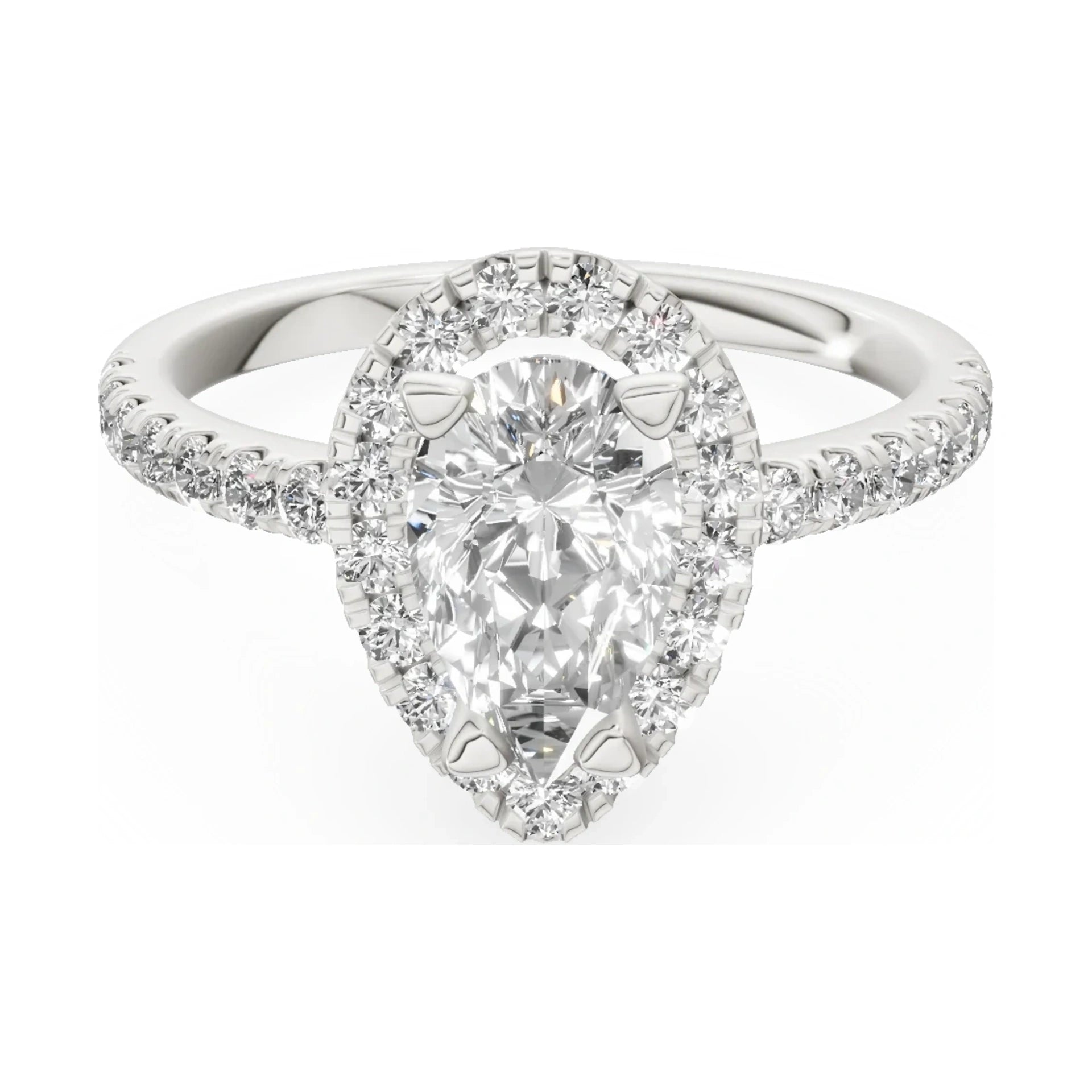 GREMARI Seven Icon 14K white gold engagement ring with 1.00 ct pear-cut natural diamond