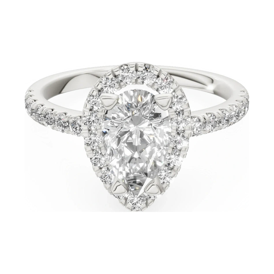 GREMARI Seven Icon 14K white gold engagement ring with 1.00 ct pear-cut natural diamond