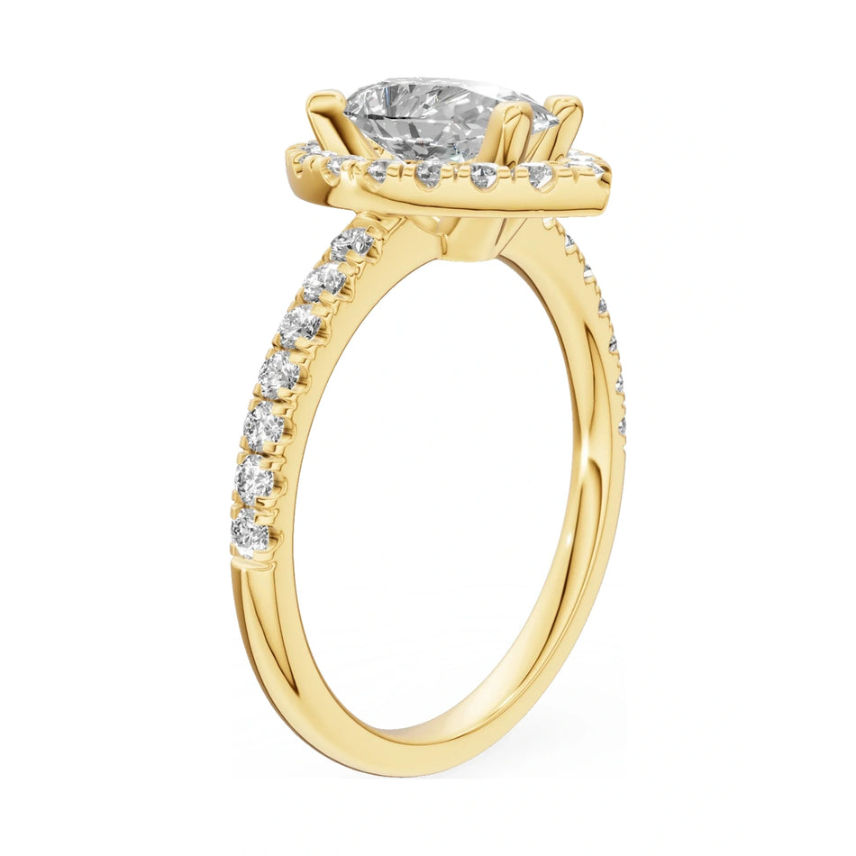 14K yellow gold GREMARI Seven Icon ring with 1.00 ct pear-cut natural diamond