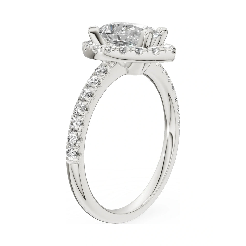 14K white gold GREMARI Seven Icon ring with 1.00 ct pear-cut natural diamond