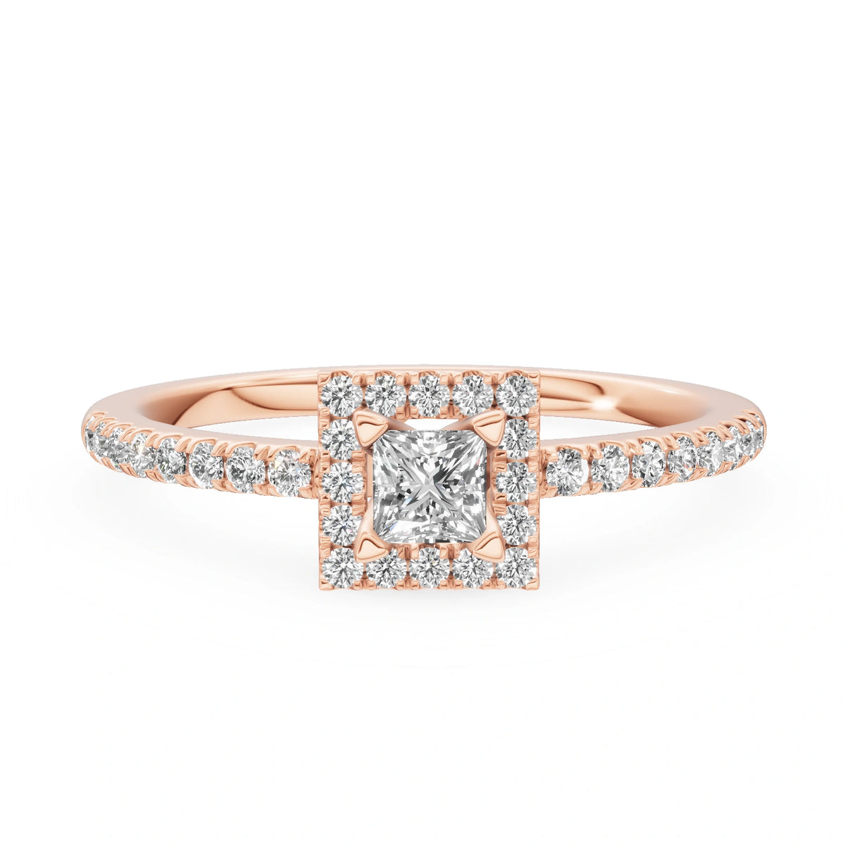 Gremari Seven Icon zásnubný prsteň z ružového zlata s 0,15 ct lab-grown diamantom – Princess
