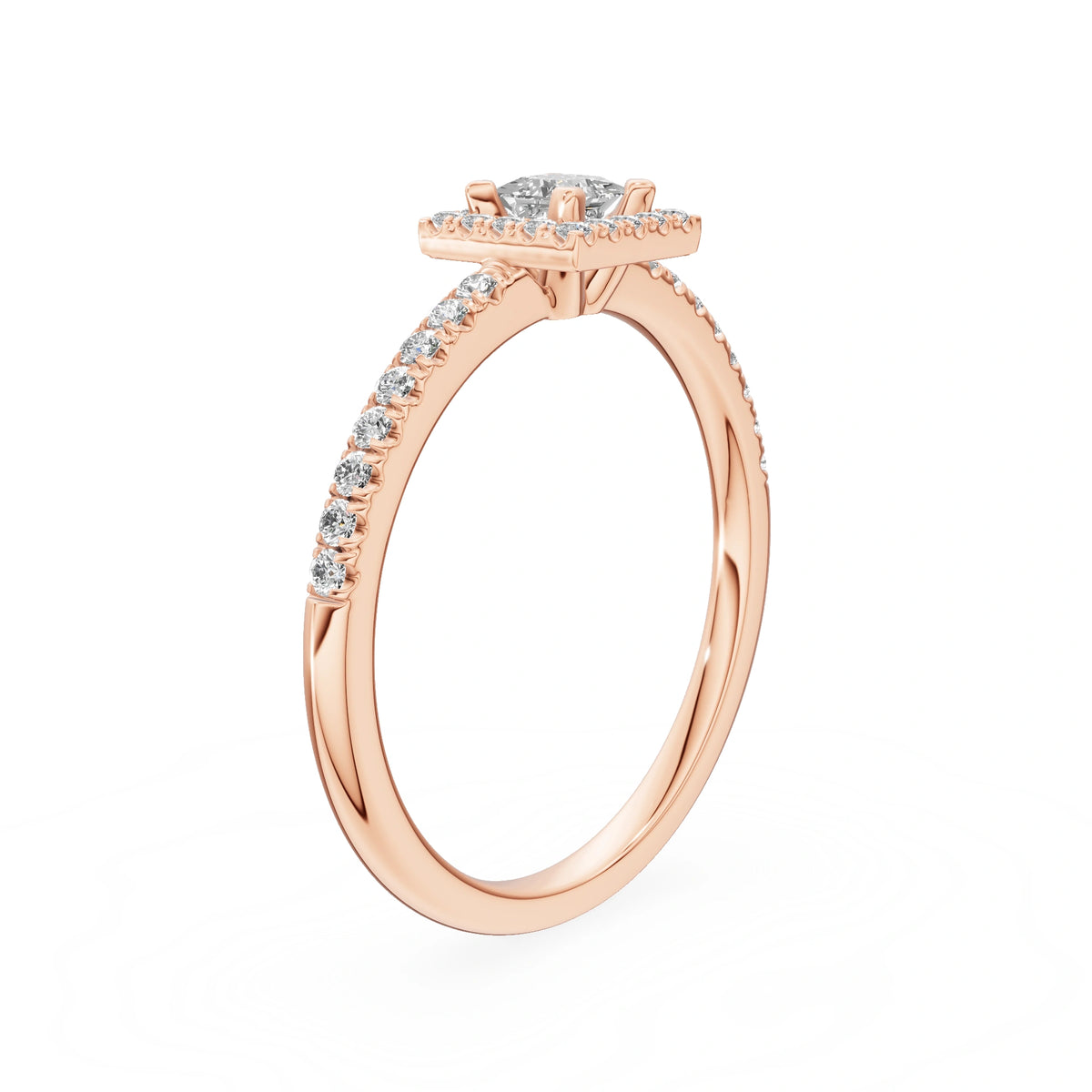 Gremari Seven Icon zásnubný prsteň z ružového zlata s 0,15 ct lab-grown diamantom – Princess