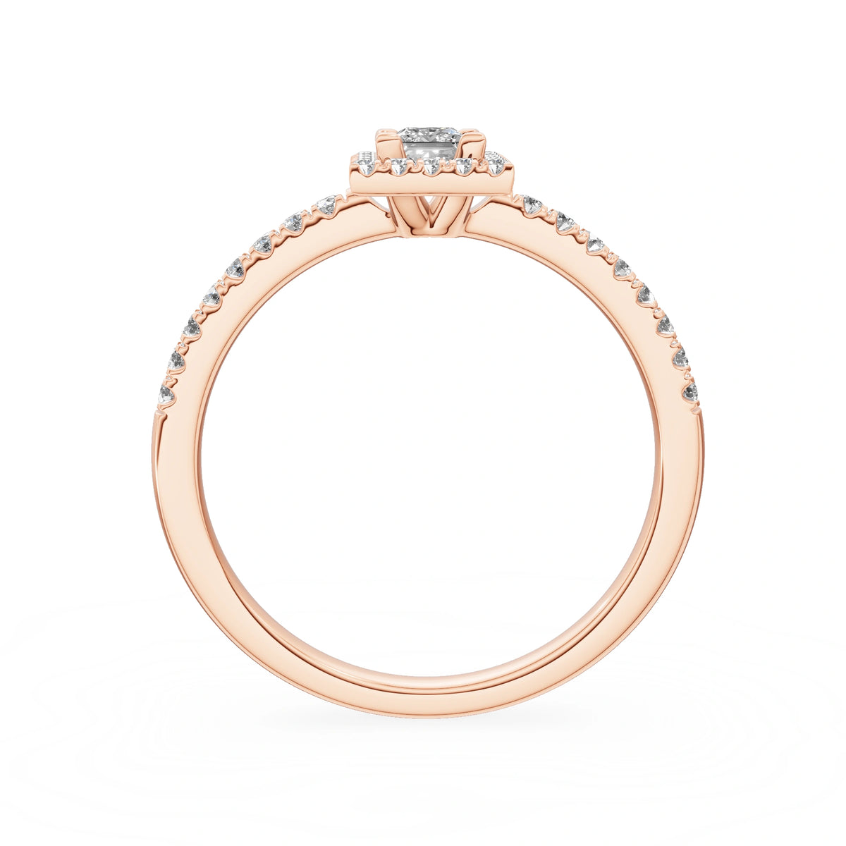 Gremari Seven Icon zásnubný prsteň z ružového zlata s 0,15 ct lab-grown diamantom – Princess