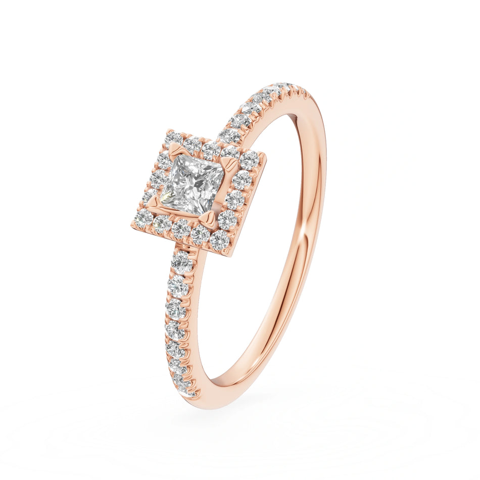 Gremari Seven Icon zásnubný prsteň z ružového zlata s 0,15 ct lab-grown diamantom – Princess