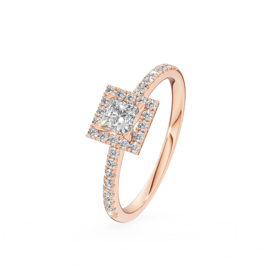 Gremari Seven Icon zásnubný prsteň z ružového zlata s 0,30 ct lab-grown diamantom – Princess