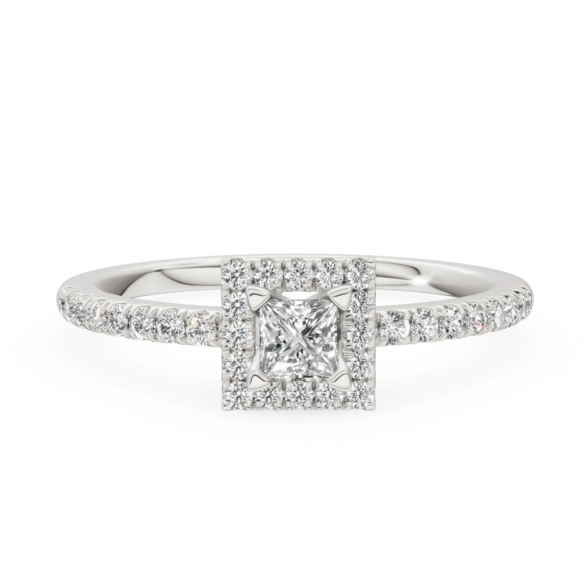 Gremari Seven Icon zásnubný prsteň z bieleho zlata s 0,15 ct lab-grown diamantom – Princess