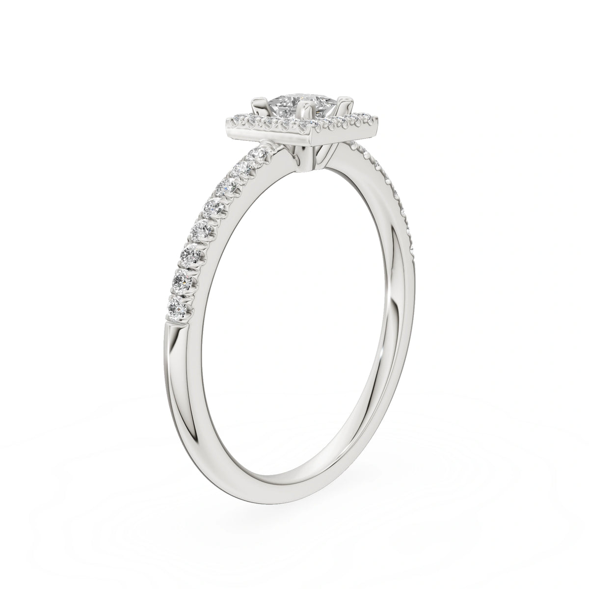 Gremari Seven Icon zásnubný prsteň z bieleho zlata s 0,15 ct lab-grown diamantom – Princess