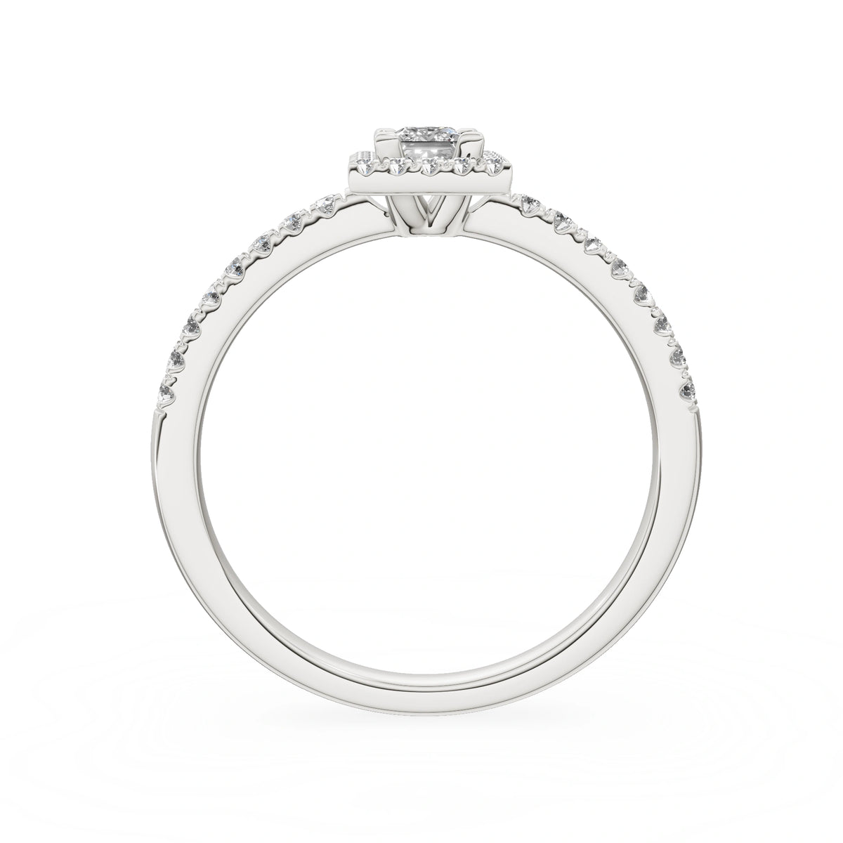 Gremari Seven Icon zásnubný prsteň z bieleho zlata s 0,15 ct lab-grown diamantom – Princess