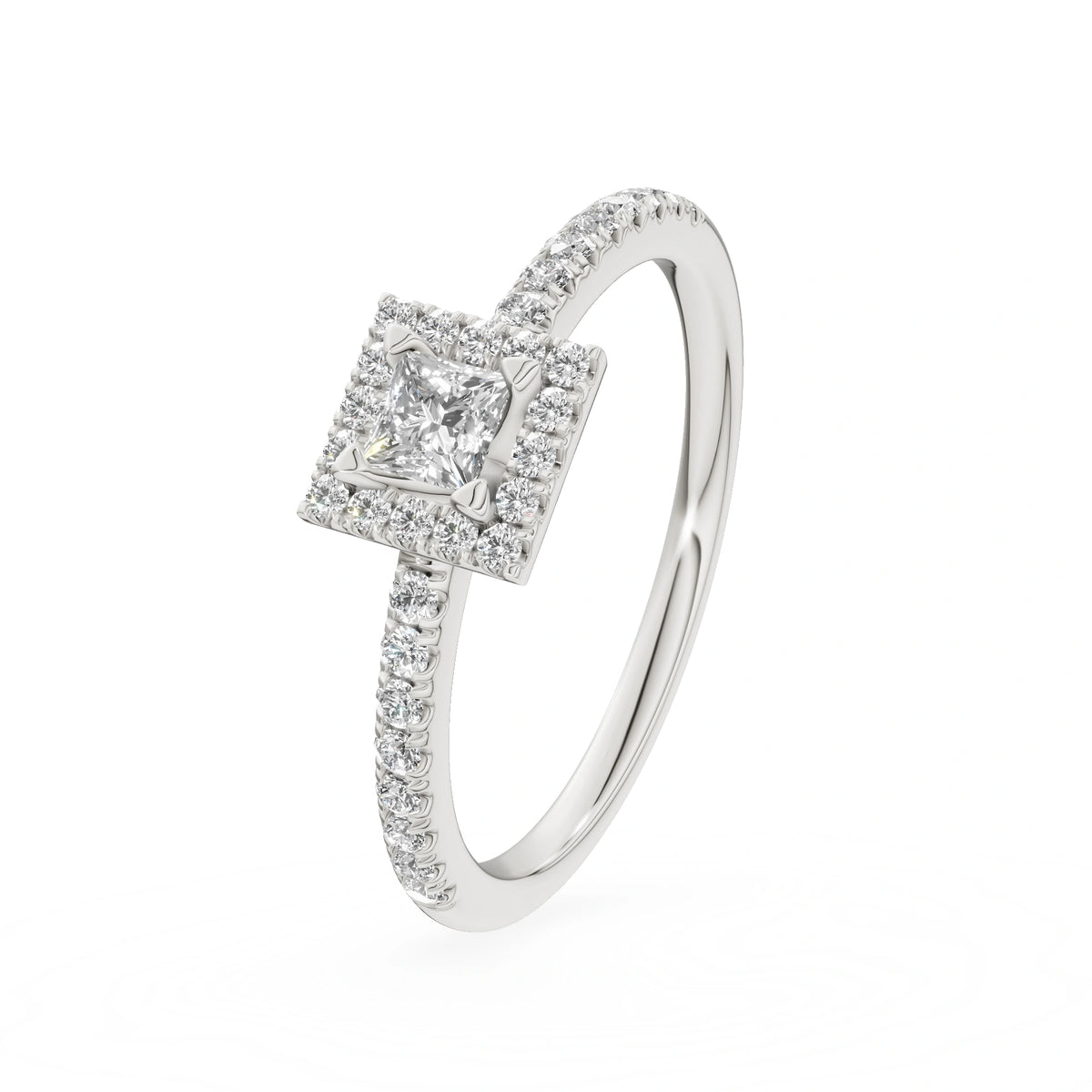 Gremari Seven Icon zásnubný prsteň z bieleho zlata s 0,15 ct lab-grown diamantom – Princess