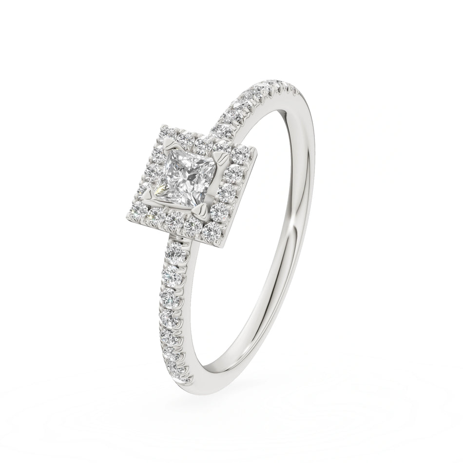 Gremari Seven Icon zásnubný prsteň z bieleho zlata s 0,15 ct lab-grown diamantom – Princess