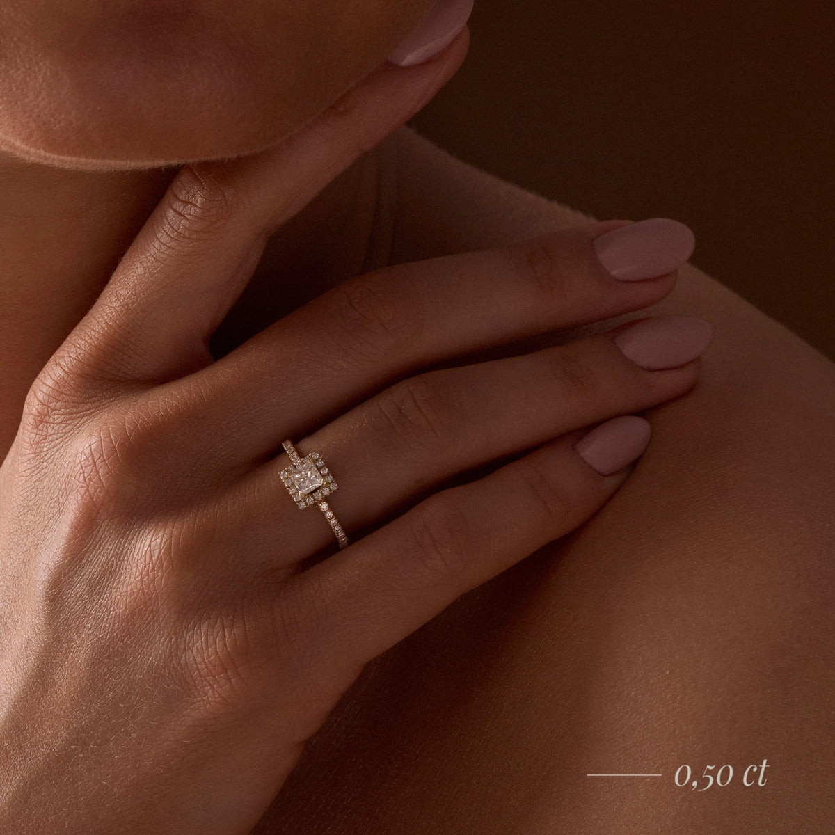 Gremari Seven Icon zásnubný prsteň z ružového zlata s 0,30 ct lab-grown diamantom – Princess