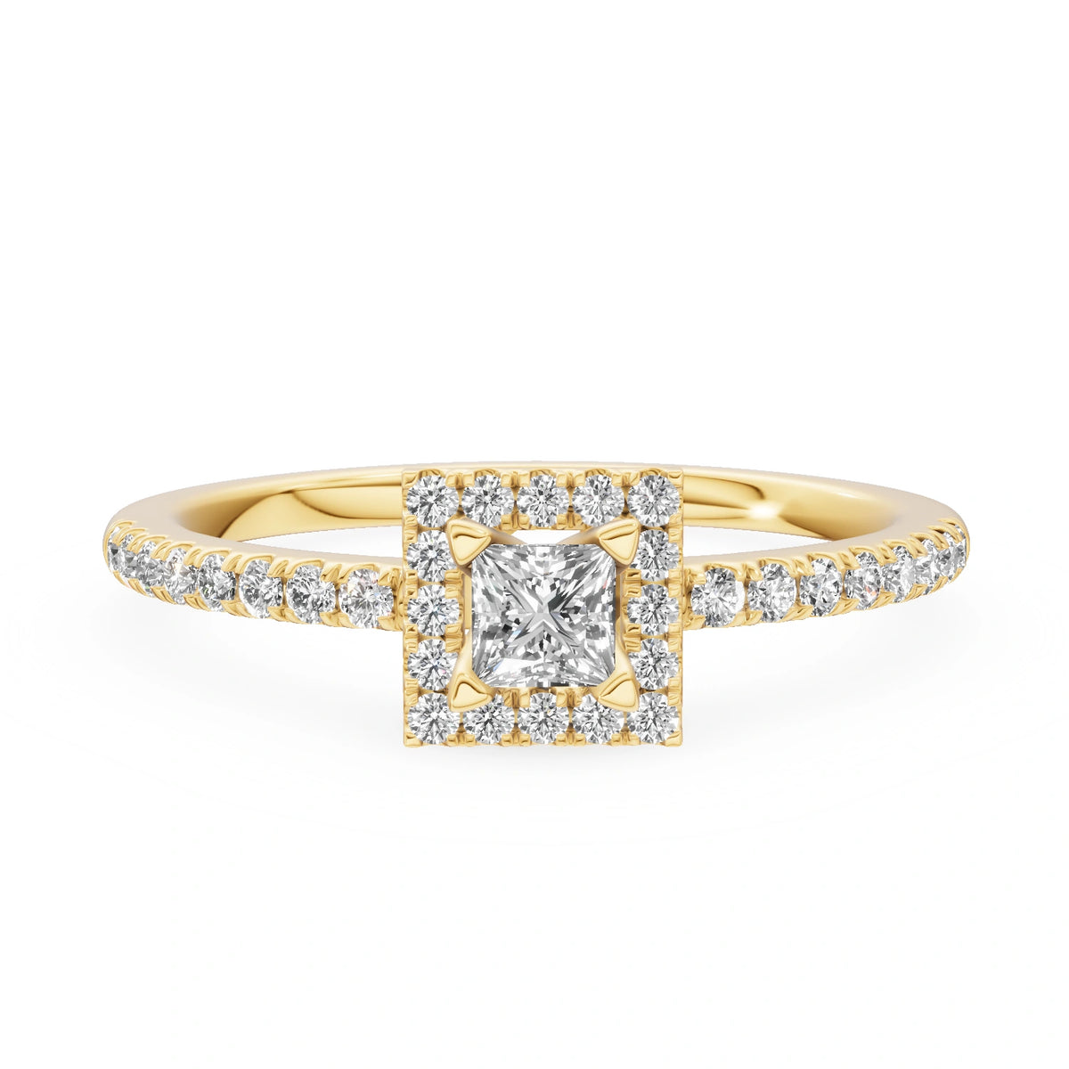 Gremari Seven Icon zásnubný prsteň zo žltého zlata s 0,15 ct lab-grown diamantom – Princess