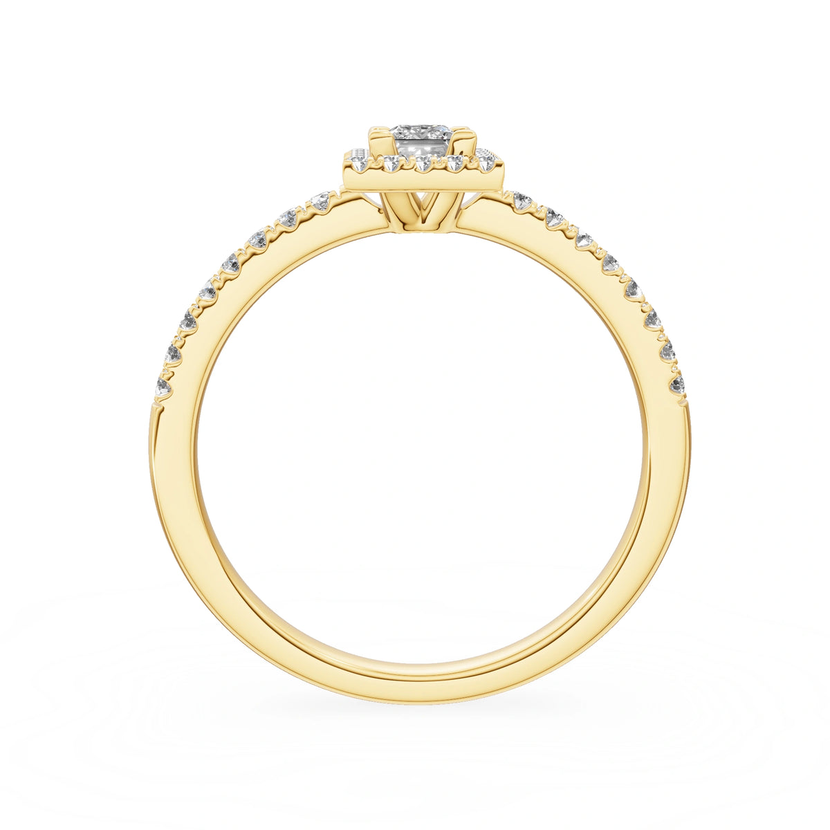 Gremari Seven Icon zásnubný prsteň zo žltého zlata s 0,15 ct lab-grown diamantom – Princess