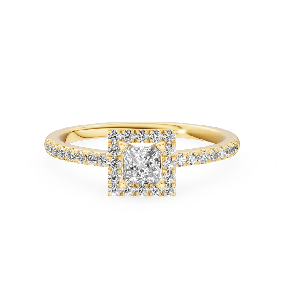 Gremari Seven Icon zásnubný prsteň zo žltého zlata s 0,30 ct lab-grown diamantom – Princess
