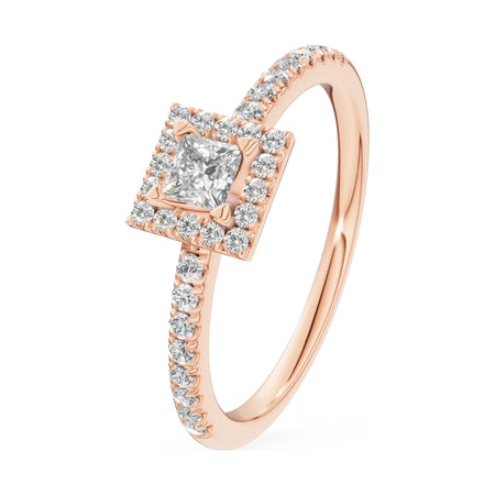 0.15 ct princess-cut natural diamond GREMARI Seven Icon engagement ring in 14K rose gold