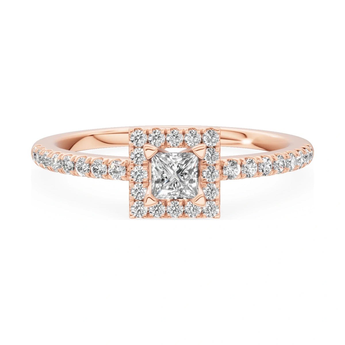 GREMARI Seven Icon 14K rose gold engagement ring with 0.15 ct princess-cut natural diamond
