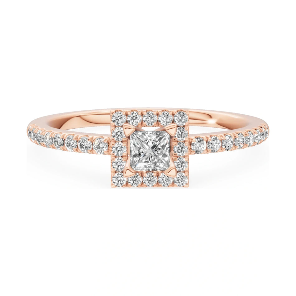GREMARI Seven Icon 14K rose gold engagement ring with 0.15 ct princess-cut natural diamond