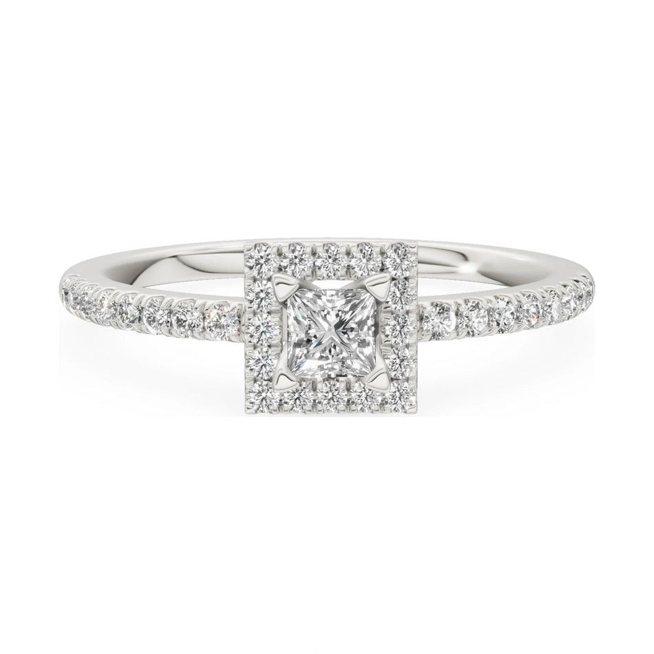 GREMARI Seven Icon 14K white gold engagement ring with 0.15 ct princess-cut natural diamond