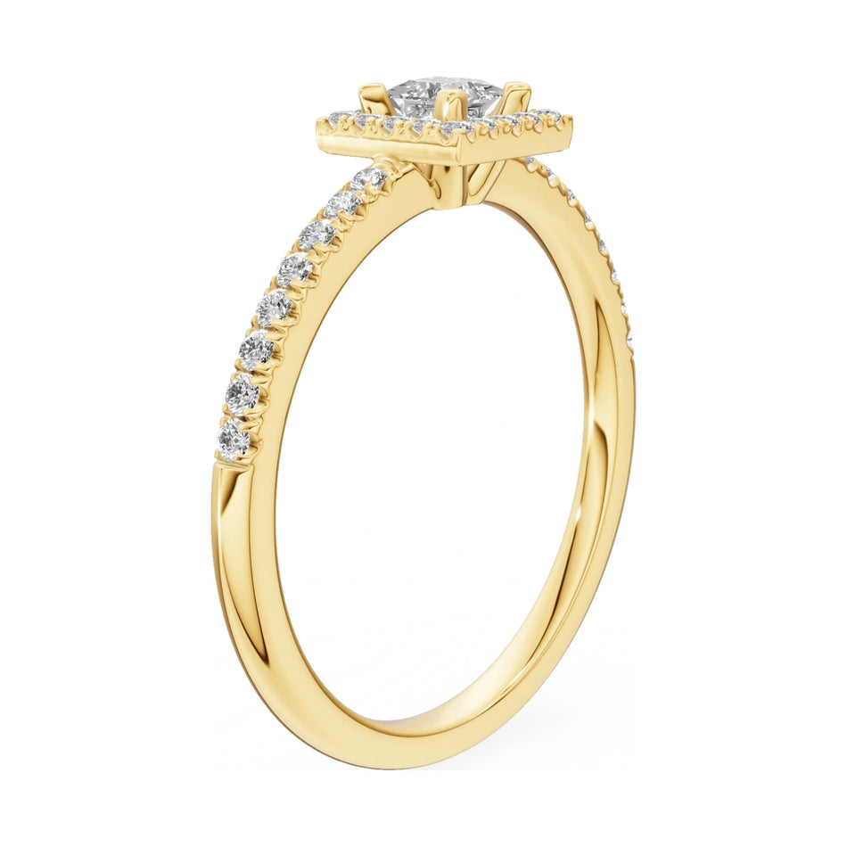 14K yellow gold GREMARI Seven Icon ring with 0.15 ct princess-cut natural diamond