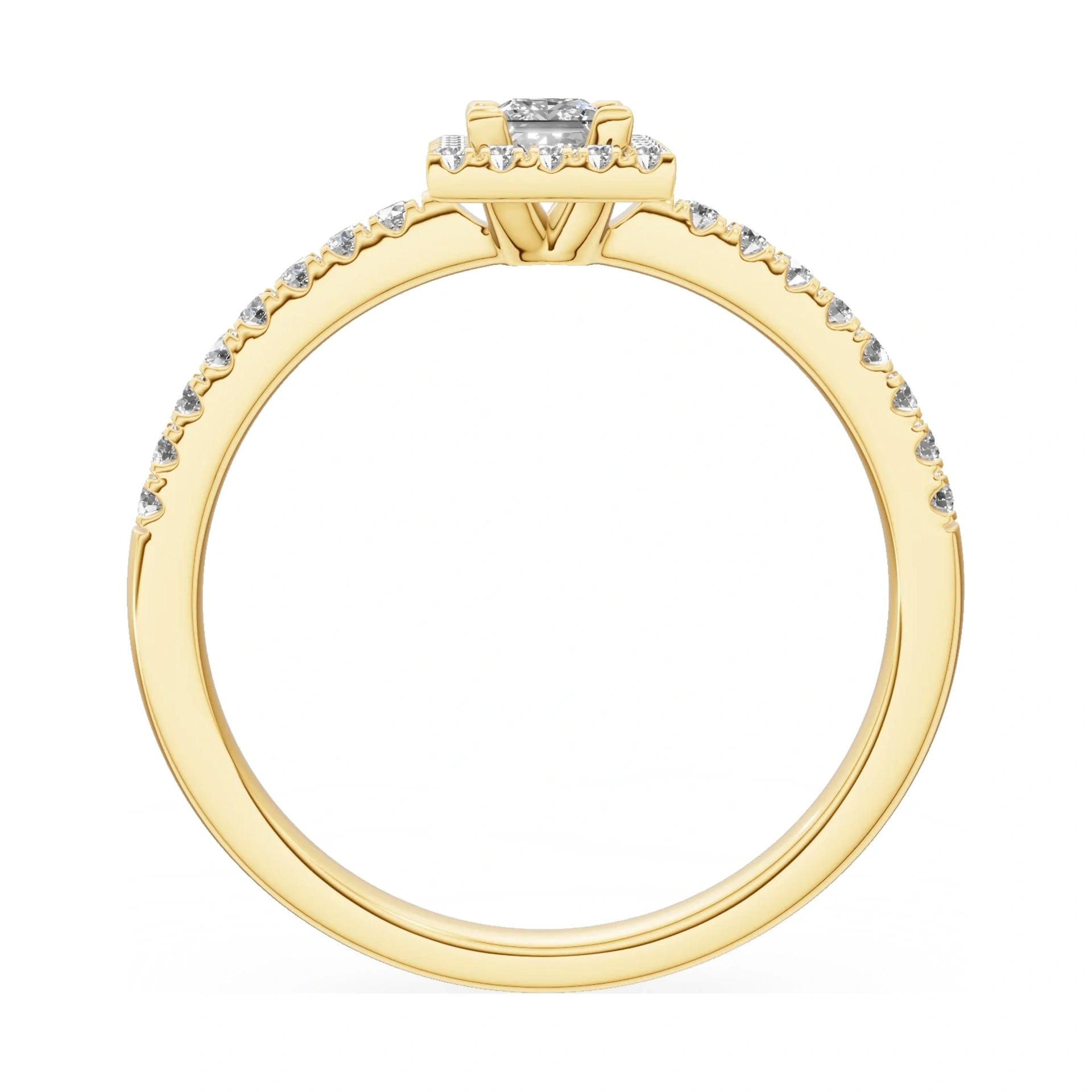 GREMARI Seven Icon princess-cut natural diamond engagement ring in 14K yellow gold, 0.15 ct