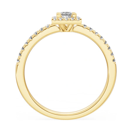GREMARI Seven Icon princess-cut natural diamond engagement ring in 14K yellow gold, 0.15 ct