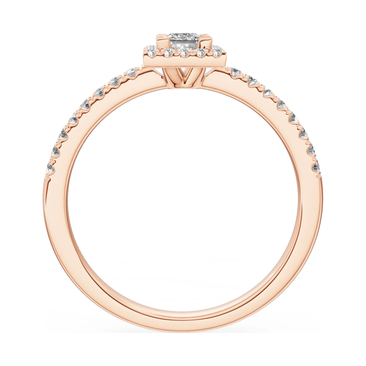 GREMARI Seven Icon princess-cut natural diamond engagement ring in 14K rose gold, 0.15 ct