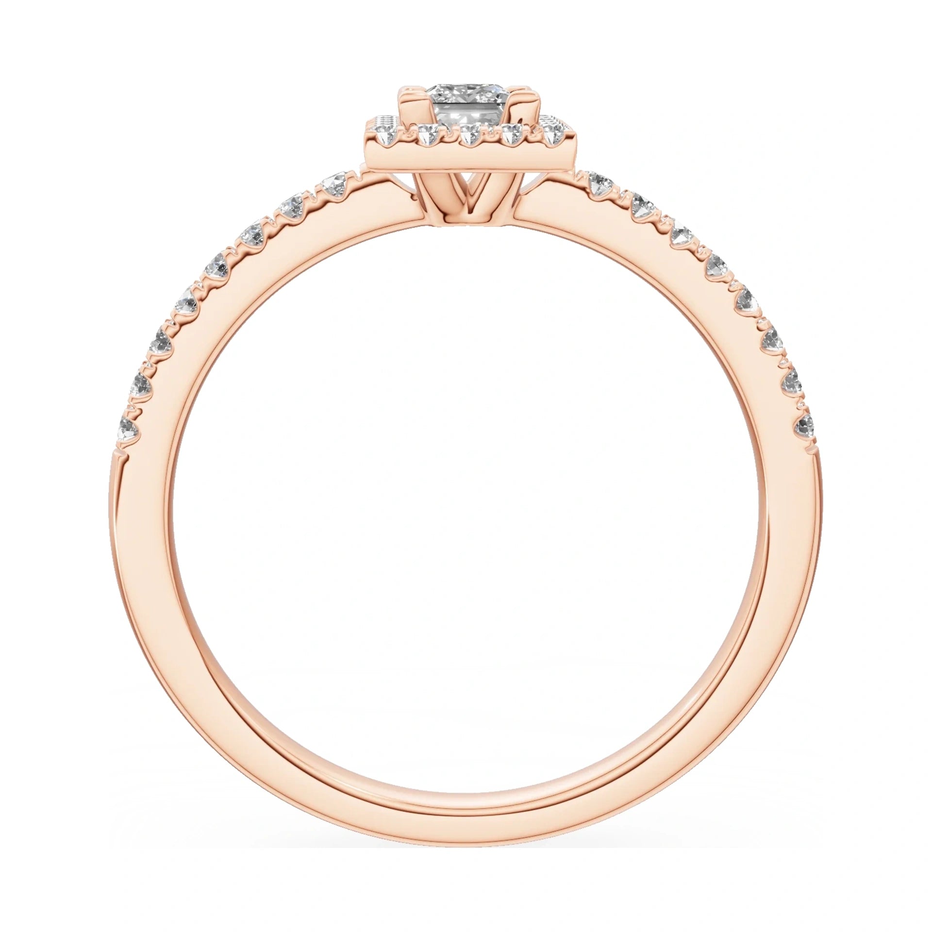 GREMARI Seven Icon princess-cut natural diamond engagement ring in 14K rose gold, 0.15 ct