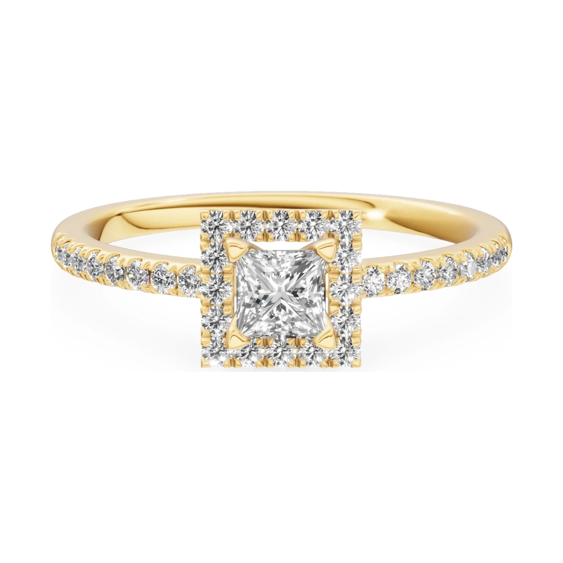 GREMARI Seven Icon 14K yellow gold engagement ring with 0.30 ct princess-cut natural diamond