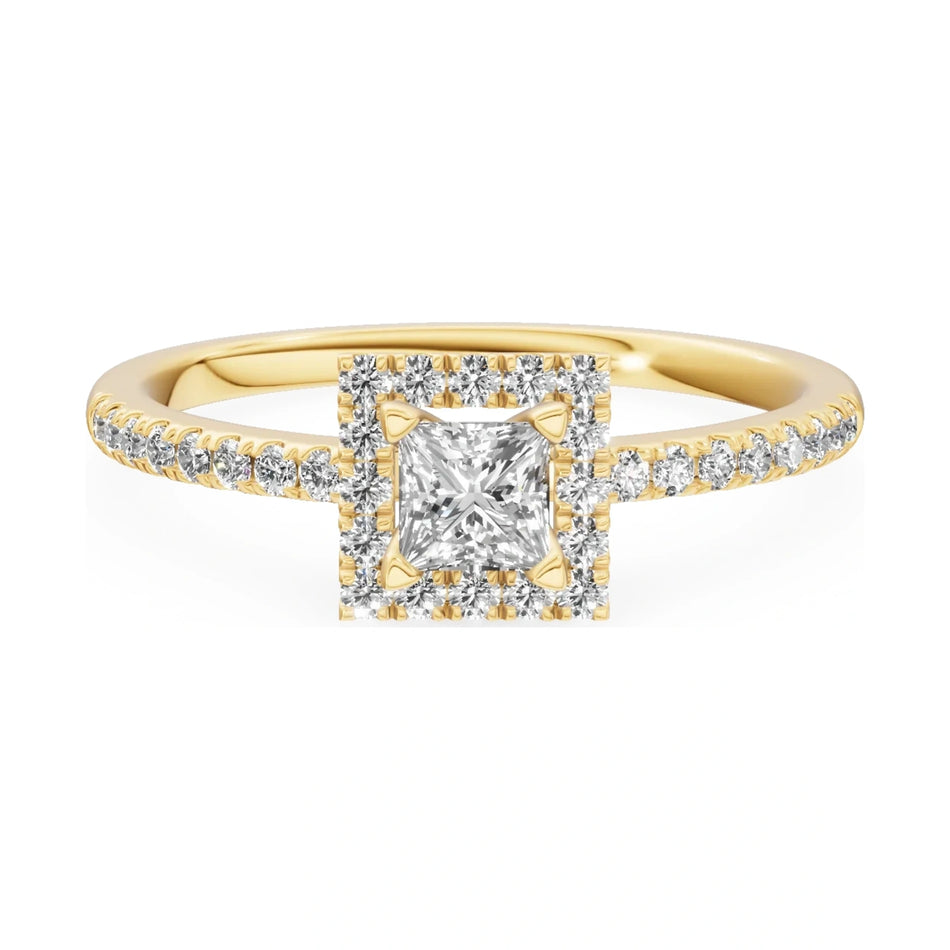 GREMARI Seven Icon 14K yellow gold engagement ring with 0.30 ct princess-cut natural diamond