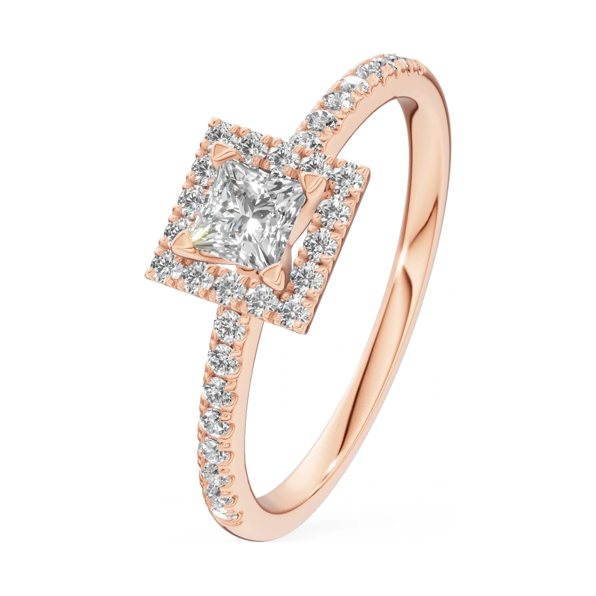 0.30 ct princess-cut natural diamond GREMARI Seven Icon engagement ring in 14K rose gold
