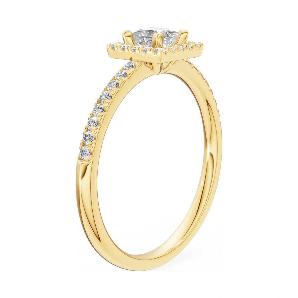 14K yellow gold GREMARI Seven Icon ring with 0.30 ct princess-cut natural diamond