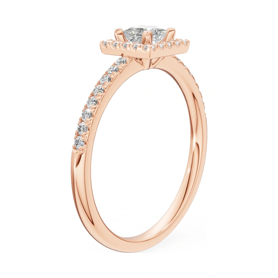 14K rose gold GREMARI Seven Icon ring with 0.30 ct princess-cut natural diamond