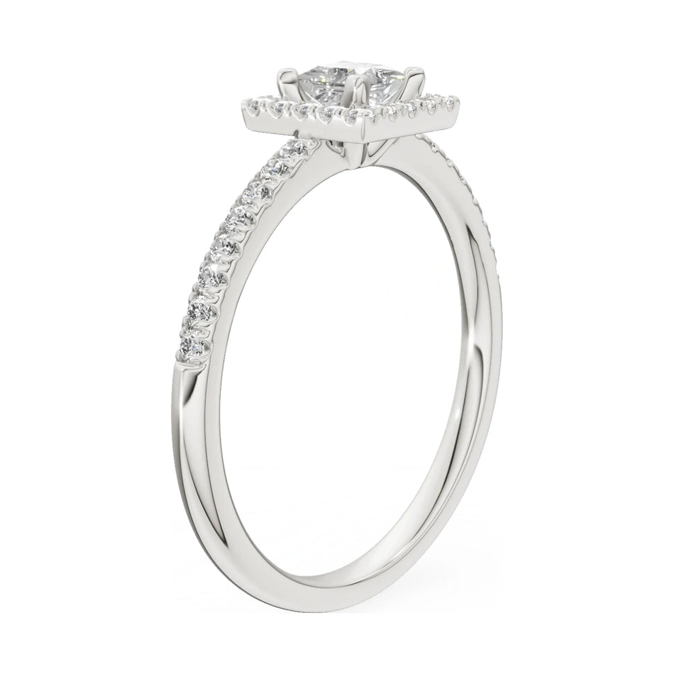 14K white gold GREMARI Seven Icon ring with 0.30 ct princess-cut natural diamond