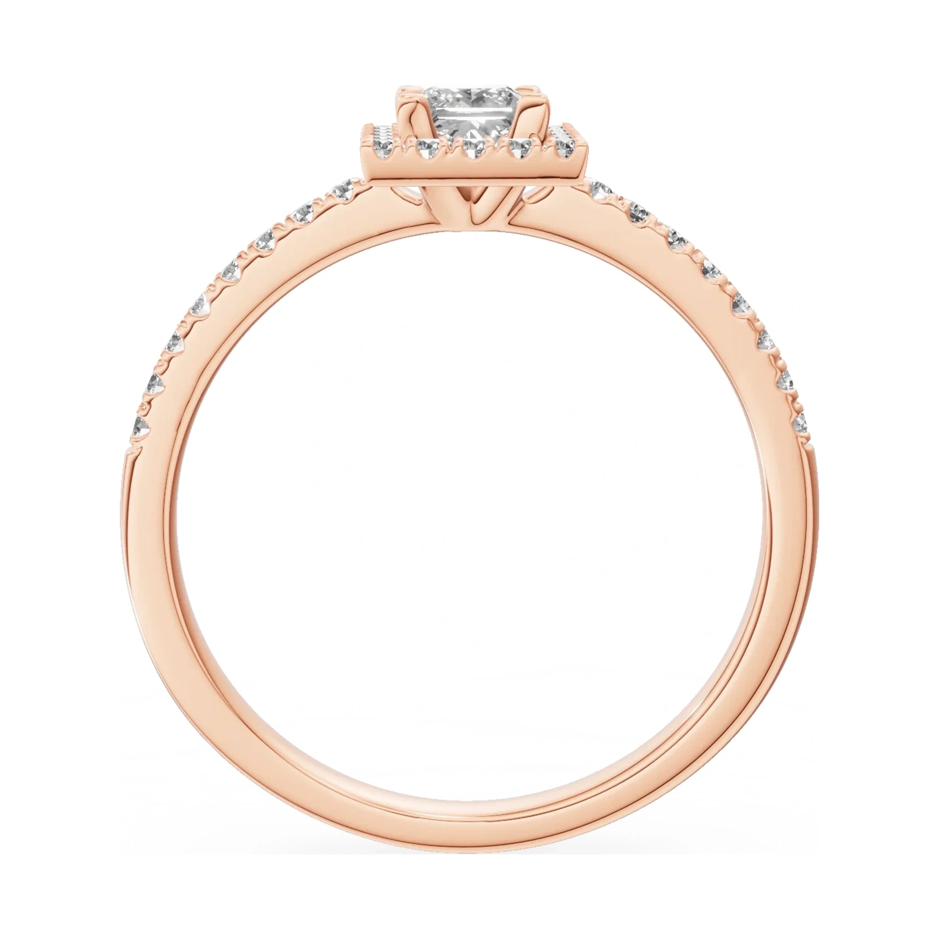 GREMARI Seven Icon princess-cut natural diamond engagement ring in 14K rose gold, 0.30 ct