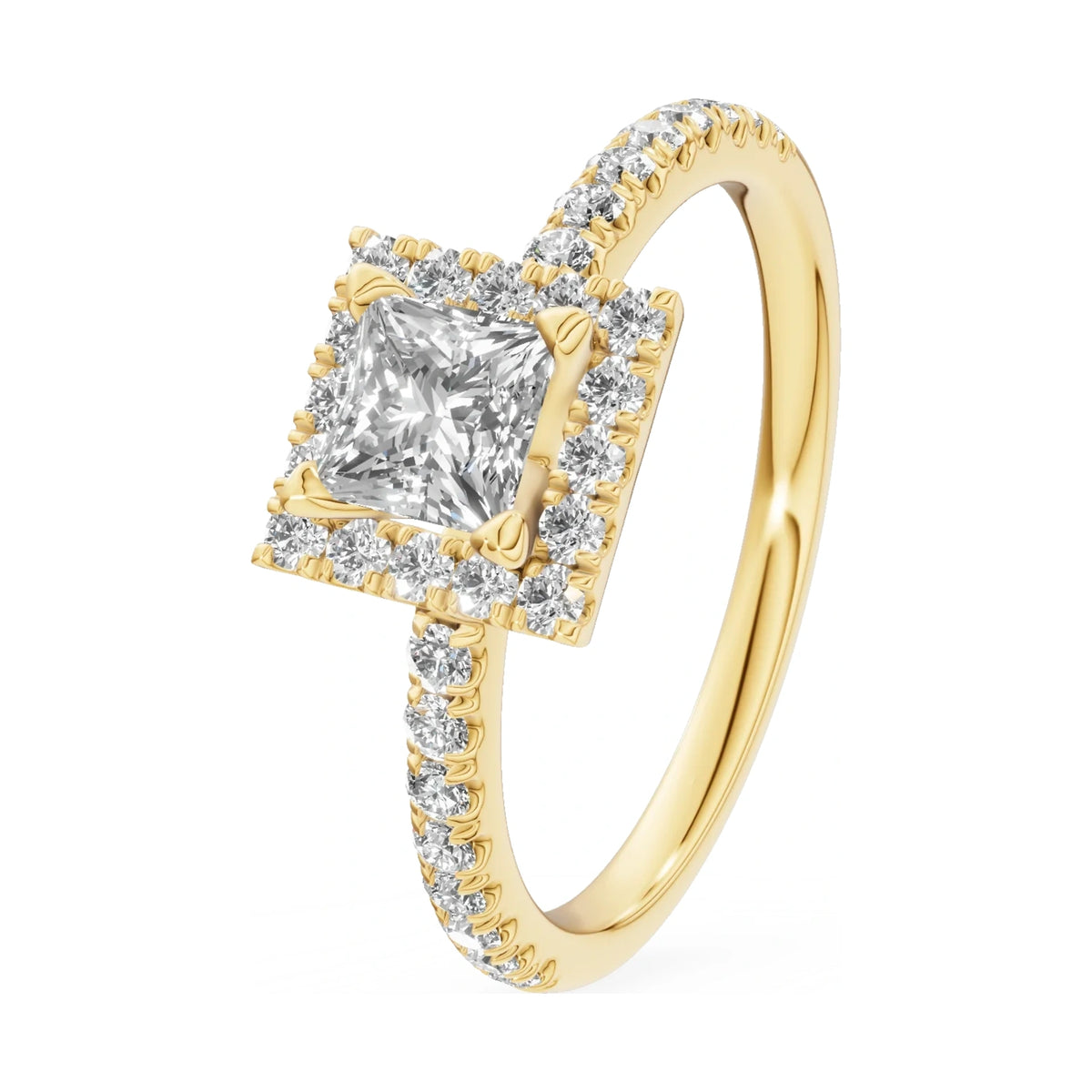 0.50 ct princess-cut natural diamond GREMARI Seven Icon engagement ring in 14K yellow gold