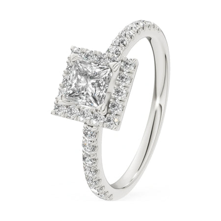 0.50 ct princess-cut natural diamond GREMARI Seven Icon engagement ring in 14K white gold