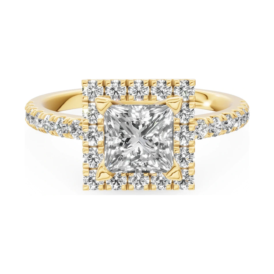 GREMARI Seven Icon 14K yellow gold engagement ring with 1.00 ct princess-cut natural diamond