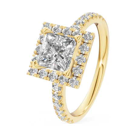 1.00 ct princess-cut natural diamond GREMARI Seven Icon engagement ring in 14K yellow gold