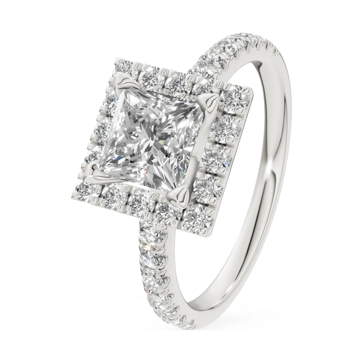 1.00 ct princess-cut natural diamond GREMARI Seven Icon engagement ring in 14K white gold