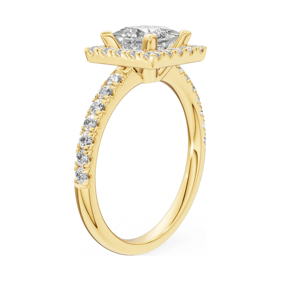 14K yellow gold GREMARI Seven Icon ring with 1.00 ct princess-cut natural diamond