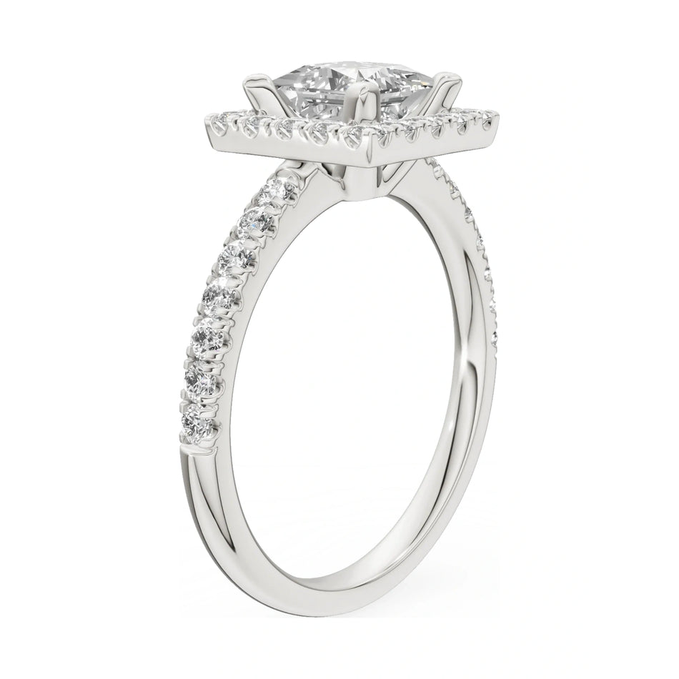 14K white gold GREMARI Seven Icon ring with 1.00 ct princess-cut natural diamond